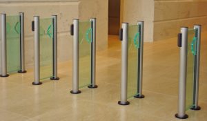 Fastlane Clearstyle 200 entrance control security optical turnstiles in lobby
