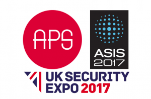 APS logo, ASIS 2017 logo and UK Security Expo 2017