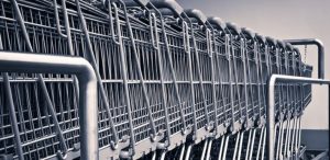 line of shopping trolleys