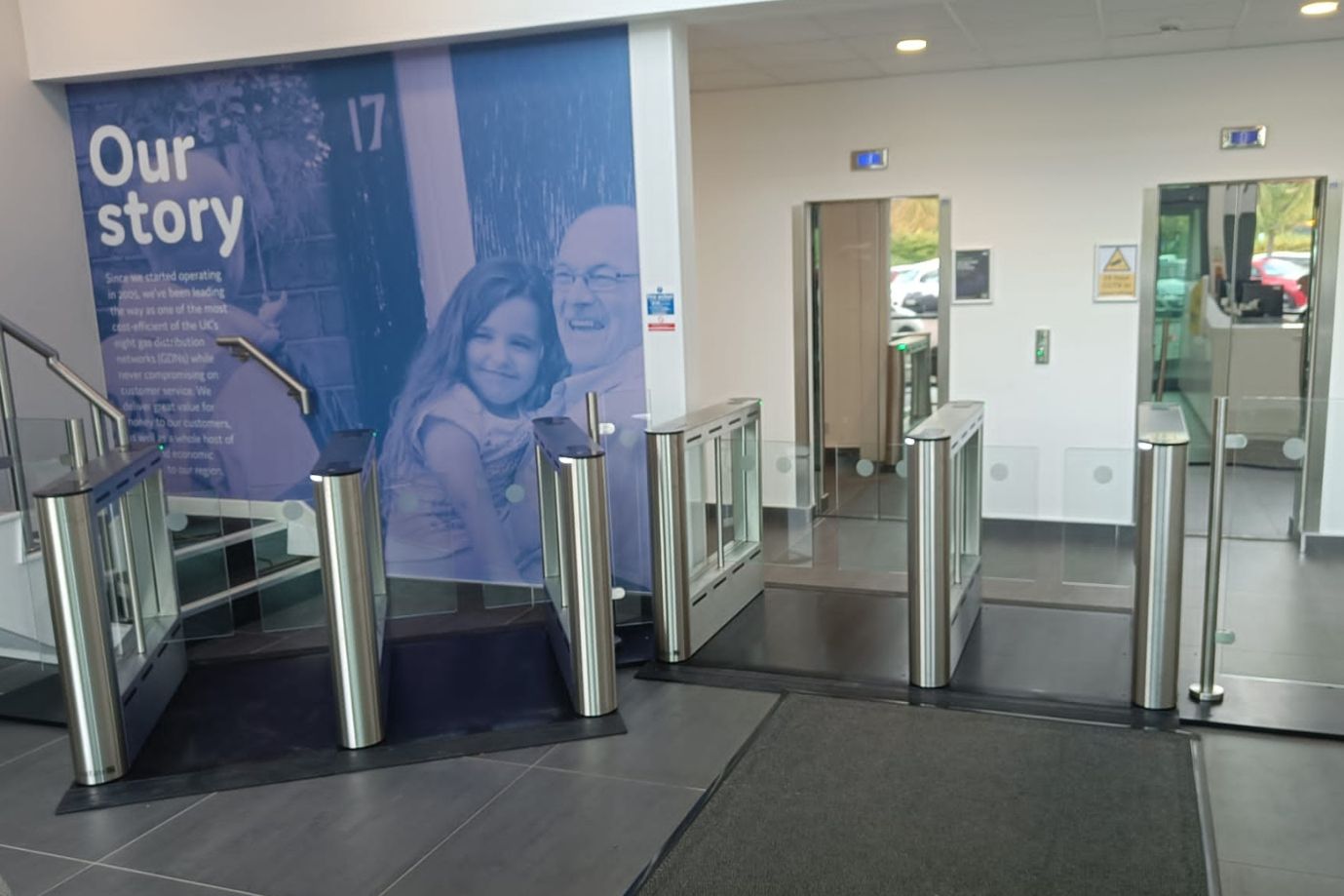 entrance control turnstiles at Northern Gas Networks HQ